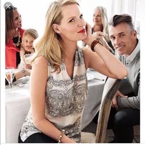 CAbi #3091 Scrollwork Pullover Sleeveless Tunic Tank Blouse